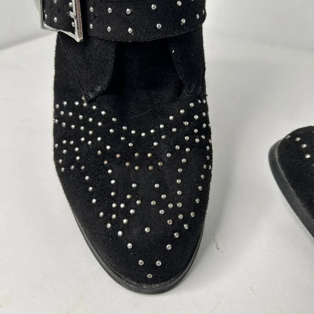 Women's  Diba True  Studded Black Leather Ankle Boots‎ Sz 8.5M EUC